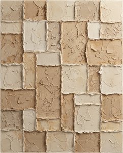 Fragmentos Monolíticos En Arena Y Crema: Un Estudio Meditativo De Textura Escultórica — David Moreau