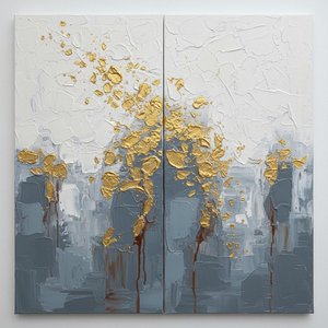 Ethereal Ascent Of Gilded Fragments Amidst Slate And Celestial Light — David Moreau
