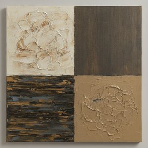 Strukturierte Schichten Von Umbra Und Schieferblau — David Moreau, Gips- & Texturkunst