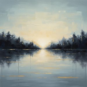 Ethereal Horizon: A Singular Study Of Silhouetted Pines And Luminous Mist — Christian Noiret