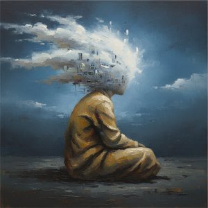 Ephemeral Architecture Of A Melancholic Mind In Deep Indigo And Ochre — Laurent Baudry