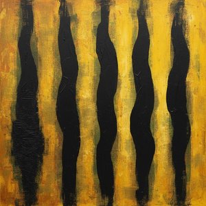 Rhythmic Shadows In Gilded Ochre: A Monumental Study Of Organic Fluidity — Laurent Fabre