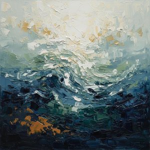 Ethereal Surge Of Midnight Tides Amidst A Luminous Golden Atmosphere — David Moreau