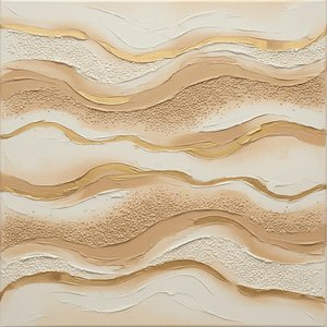 Vergoldete Schichten Der Gelassenheit: Eine Originale Impasto-studie In Gold Und Sand — David Moreau