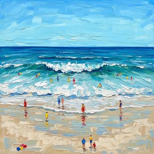 Ephemeral Horizon: Impasto Echoes Of Cerulean Tide And Ochre Shoreline. — Christian Noiret