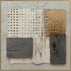 Échos Monolithiques En Ocre Et Fusain : Une Étude Sculpturale De La Texture Intemporelle