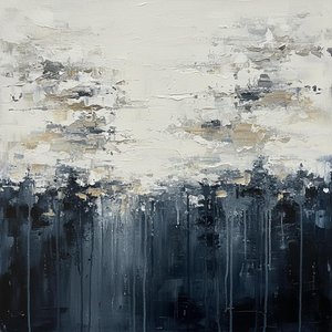 Ephemeral Heavens Over A Somber Descent In Monochromatic Impasto Layers — Christian Noiret