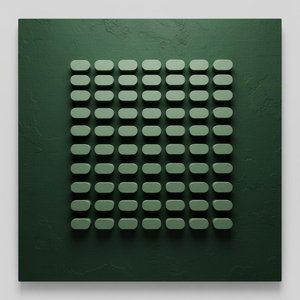 Monolithic Symmetry In Forest Green: A Meditative Study Of Structured Serenity — David Moreau