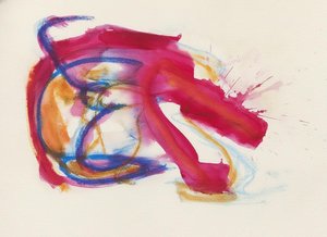 Crimson Kinetic Flow: A Spontaneous Symphony Of Magenta And Cerulean Radiance — Christian Noiret