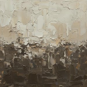 Horizon Fragmenté De Terre Et D'ivoire En Relief Sculptural D'empâtement — David Moreau