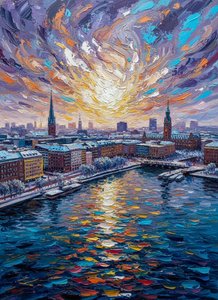 Luminous Transition: The Gilded Quay — Étienne Leroy