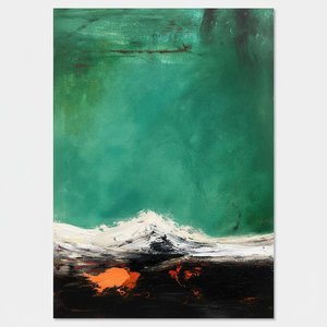 Ethereal Emerald Void Over Fractured Earth And Molten Core Monolith — Christian Noiret