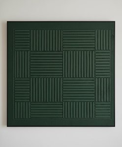 Monolithic Verdant Grid: A Meditative Study In Geometric Relief And Shadowed Precision — David Moreau