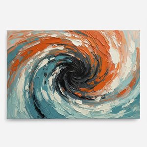 Vórtice Celestial En Naranja Quemado Y Azul Cerceta: Una Obra Maestra Singular En Impasto — Christian Noiret
