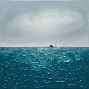 Monolithic Teal Tides Under An Infinite And Melancholic Overcast Sky — David Moreau