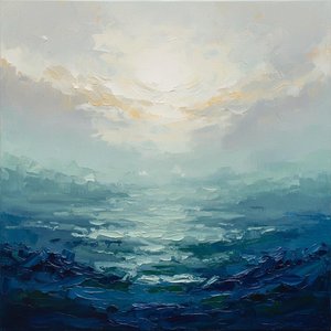 Ephemeral Dawn's Dialogue Between Indigo Depths And Radiant Atmospheric Veil — Christian Noiret