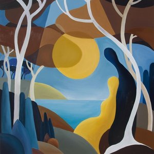 Celestial Radiance Over Silent Ochre Hills In A Serene Abstract Landscape — Jean-paul Blanchet
