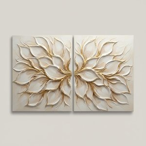 Ethereal Radiance: A Sculptural Diptych Of Gilded Ivory And Meditative Gold Relief — David Moreau