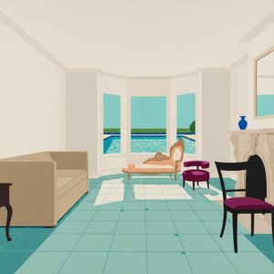 Solitude Géométrique Sereine Parmi Les Ombres Aquamarines Ensoleillées Et L'immobilité Architecturale — Marion Delorme