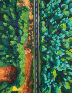 Linear Path Through Verdant Stillness: A Singular Study In Emerald And Ochre — Jacques Villedieu