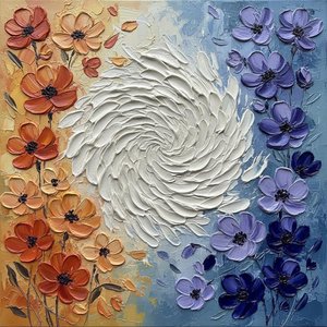 Celestial Vortex Of Petals: A Singular Study In Warmth And Indigo Motion — David Moreau