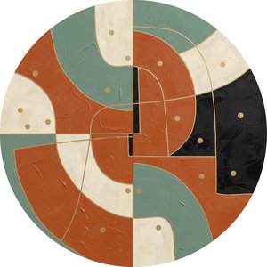 Himmlisches Tondo: Ein Monumentales Mosaik Aus Terrakotta, Salbei Und Vergoldeten Irdischen Fragmenten — Laurent Fabre