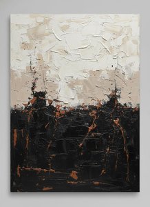 Monolithic Horizon Of Fractured Earth And Ethereal Cream Impasto Layers — David Moreau