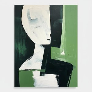 Monolithic Silence: A Fragmented Profile In Deep Forest And Obsidian Impasto — Laurent Fabre