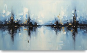 Ethereal Midnight Horizon: A Meditative Study Of Cerulean Shadows And Gilded Reflections — Christian Noiret