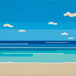 Serene Stratificazioni Di Marea Cerulea E Orizzonte Costiero Minimalista — Marion Delorme