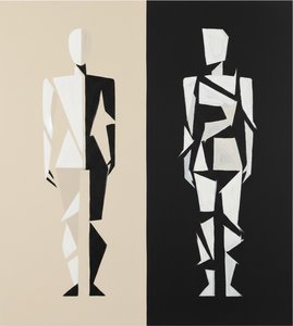 Fragmented Duality: A Monumental Study Of Geometric Symmetry And Fractured Human Form — Laurent Fabre