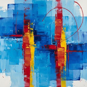 Monolithic Cadence In Crimson And Cerulean: A Singular Study Of Geometric Tension — Christian Noiret