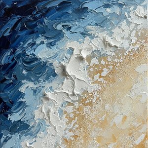 Ephemeral Tides Of Ochre And Deep Cerulean In Sculptural Impasto Relief — David Moreau