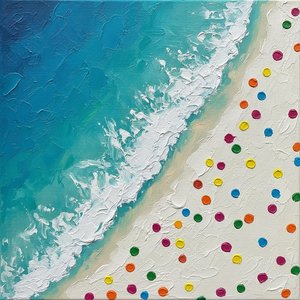 Cerulean Tide Und Rhythmische Chromatische Echos In Einem Einzigartigen Impasto-meisterwerk — Christian Noiret