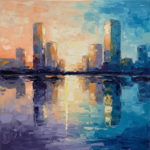 Golden Horizon Echoes: A Meditative Study Of Cerulean Skies And Distorted Reflections — Christian Noiret