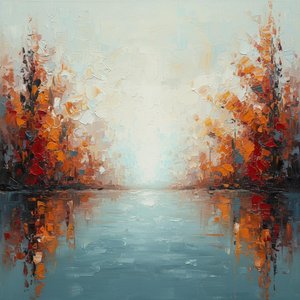 Ethereal Autumnal Horizon: A Singular Vision Of Symmetrical Light And Impasto Gold — Christian Noiret, Contemporary Abstract