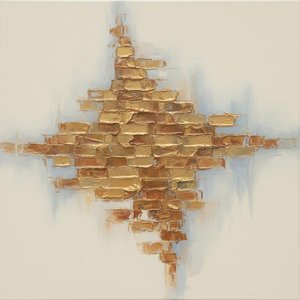 Gouden Gefragmenteerde Monoliet: Een Monumentale Studie In Vergulde Textuur En Celestiale Chaos — David Moreau