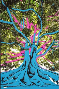 Synthetic Arbor: A Cyan-magenta Monolith — Jacques Villedieu