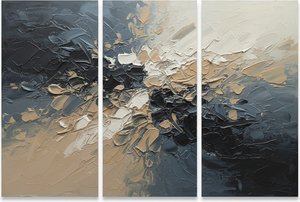 Échos Fragmentés Du Chaos En Triptyque D'impasto De Terre Sculpturale Et De Fusain