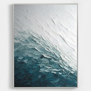 Ascensione Della Marea Di Mezzanotte In Impasto Scultoreo Argento E Teal Profondo