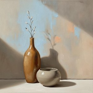 Amber Vessels Under A Slanting Beam Of Light — David Moreau