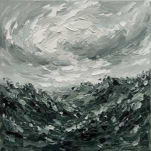 Monolithic Shadows Of A Turbulent Sky In Sculptural Achromatic Impasto — Christian Noiret