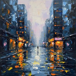 Eco Solitario En El Cañón De Cobalto: Un Estudio Monumental Del Crepúsculo Urbano — Christian Noiret