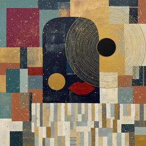 Himmlische Fragmente Einer Stillen Maske In Gold Und Karmesinrotem Ocker — Laurent Fabre