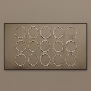 Rhythmische Orbits Aus Weißem Impasto In Einer Heiteren Monochromen Gitteranordnung — Laurent Vionnet
