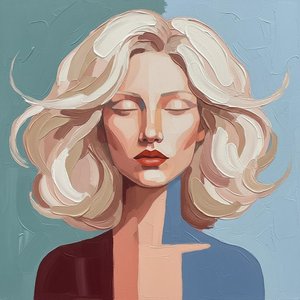 Whispers Of Teal And Crimson: A Study In Introspective Brushwork Upon Canvas — Laurent Fabre
