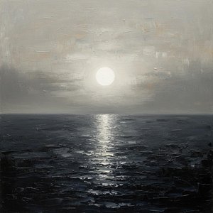 Monolithic Silence: A Singular Study Of Lunar Light And Textured Midnight Tides — Christian Noiret