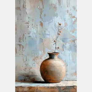 Earthen Solitude: A Monumental Study In Textured Cerulean And Ochre Impasto — Laurent Roche
