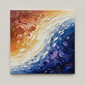 Celestial Convergence: Sculptural Rosettes Drifting Through Waves Of Ochre And Deep Ultramarine — David Moreau