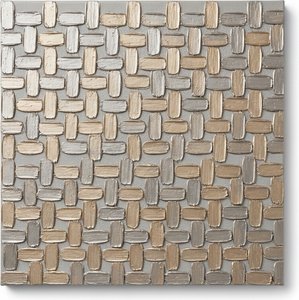 Interwoven Metallic Rhythms: A Monumental Study In Sculptural Silver And Champagne Relief — David Moreau